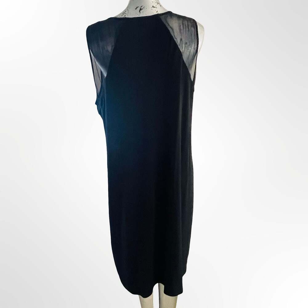 Eileen Fisher Black Silk Mesh Shoulder Sleeveless Midi Dress Size XL - Picture 3 of 6